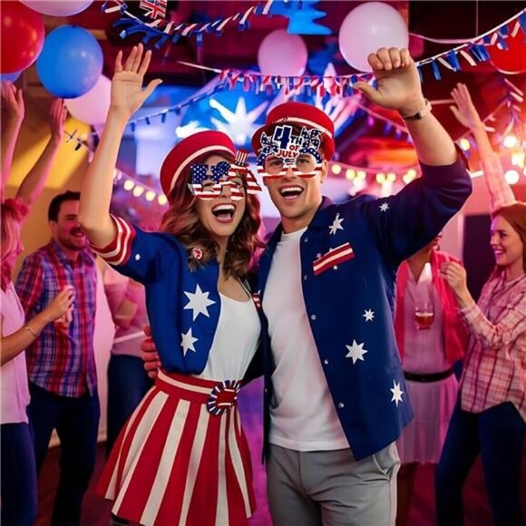 4th of July Party Accessories American Flag Sunglasses Red White and Blue USA - Picture 4 of 6